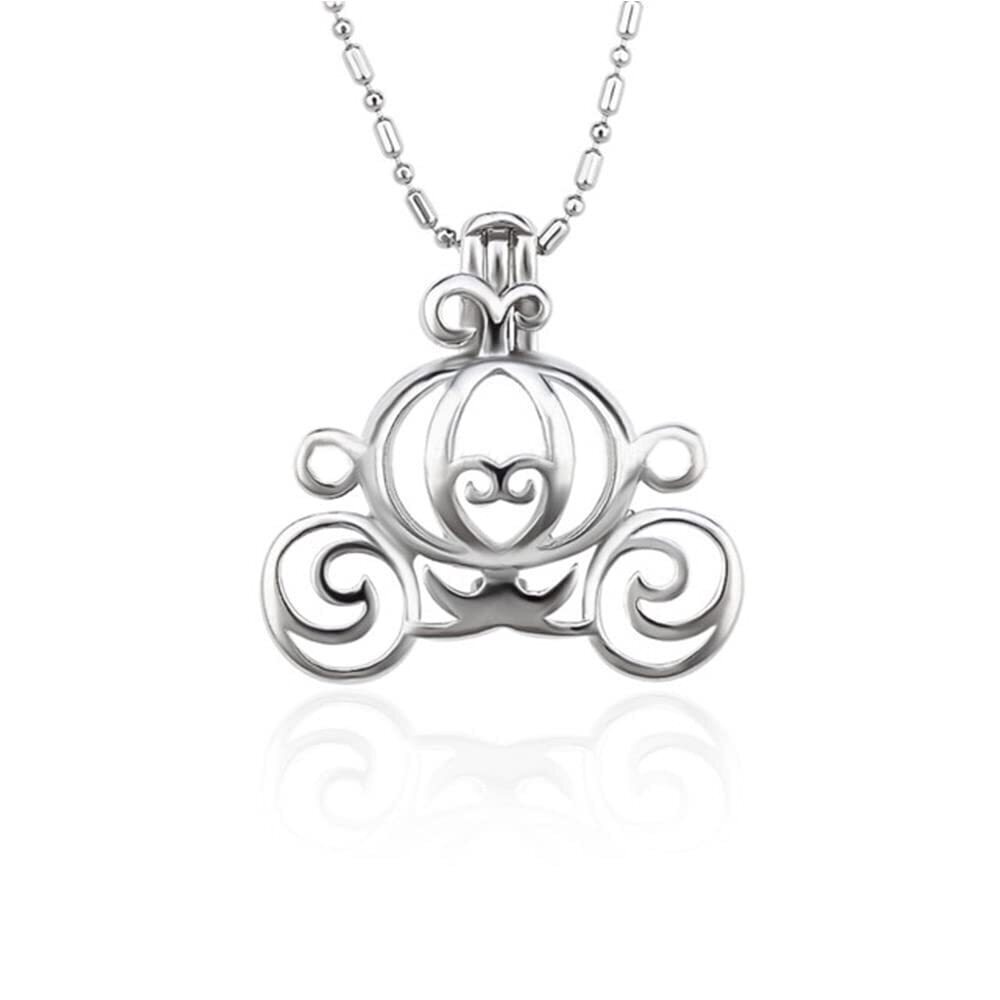 2292 5Pcs Silver Plated Carriage Cage Pendants Crafting Charm for DIY